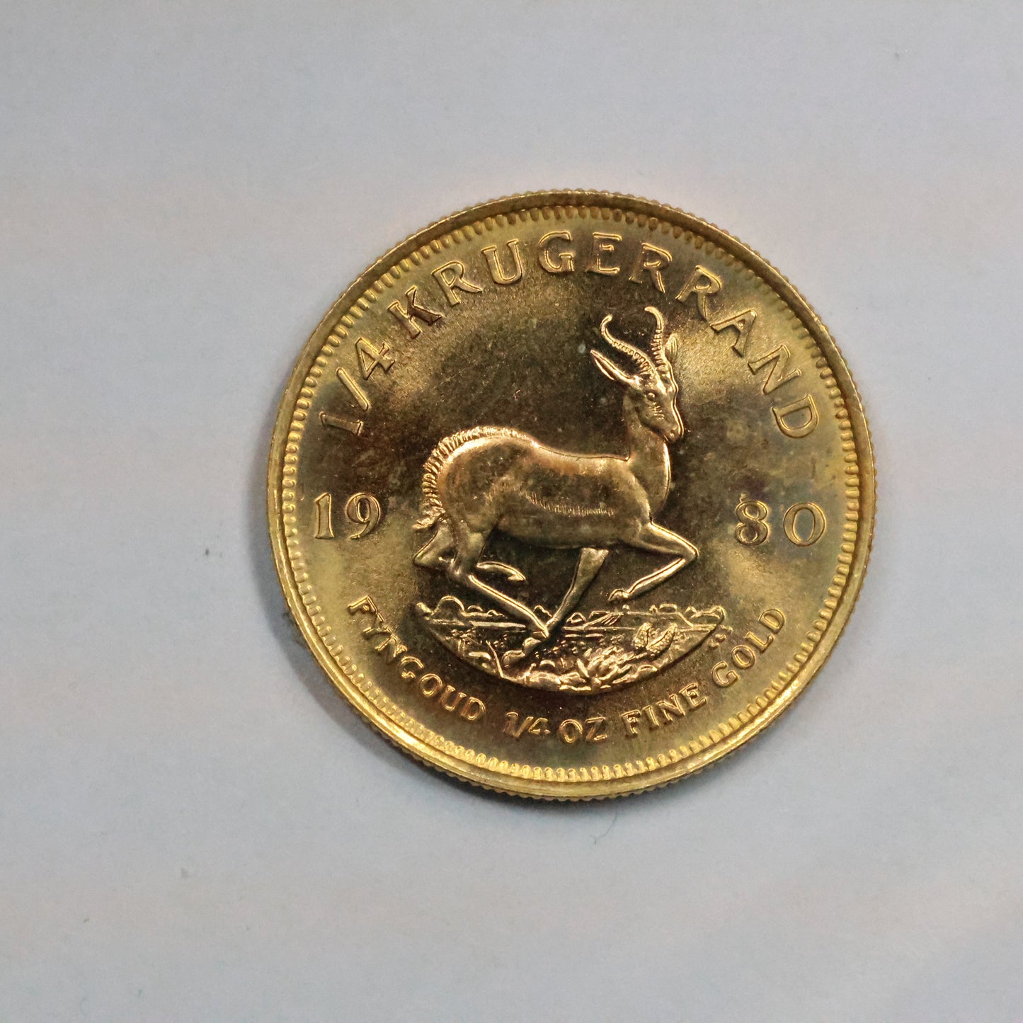 1980 1/4 oz South African Gold Krugerrand Bullion Coin w/ Capsule