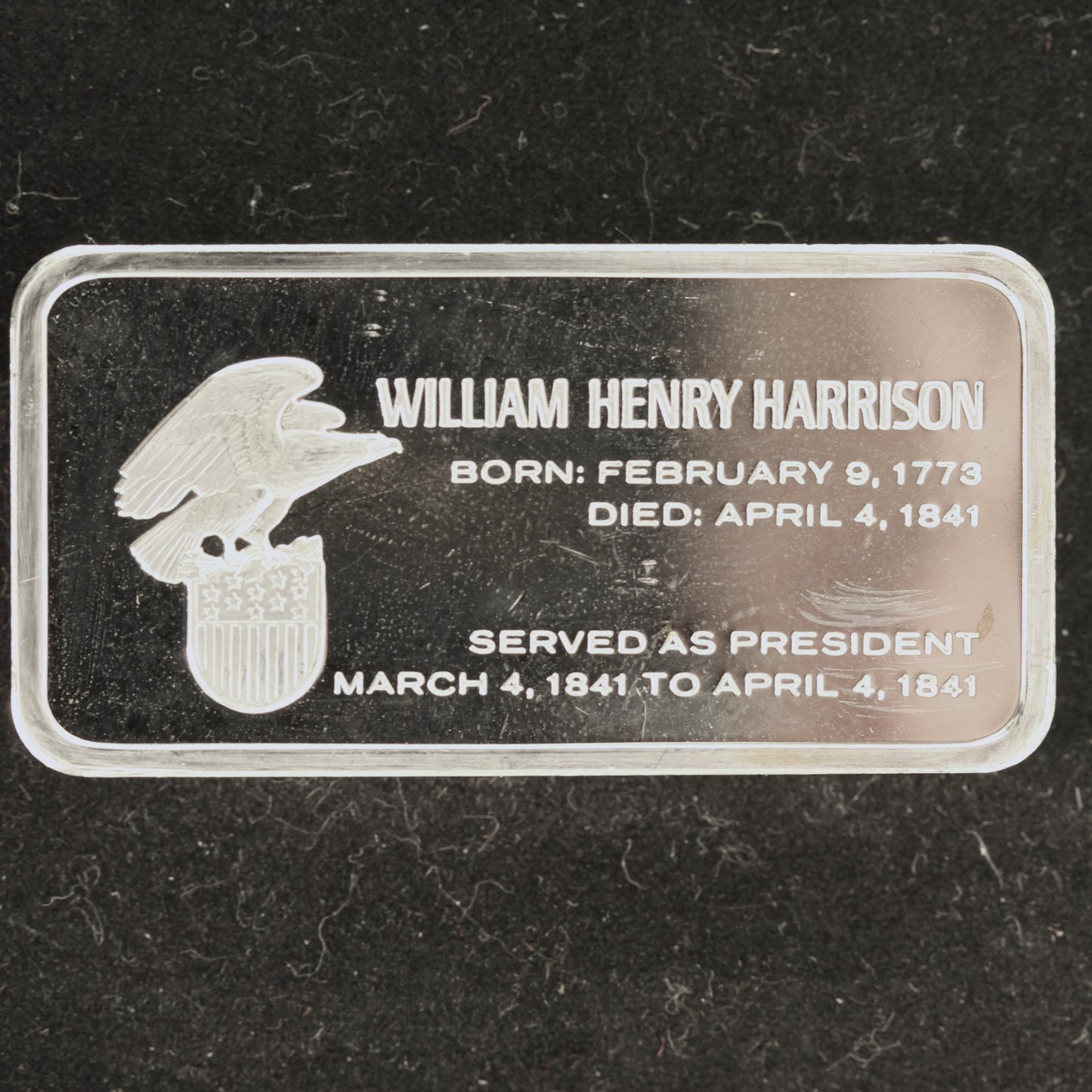 Franklin Mint Presidents William Harrison 1000 Grain Sterling Silver Ingot