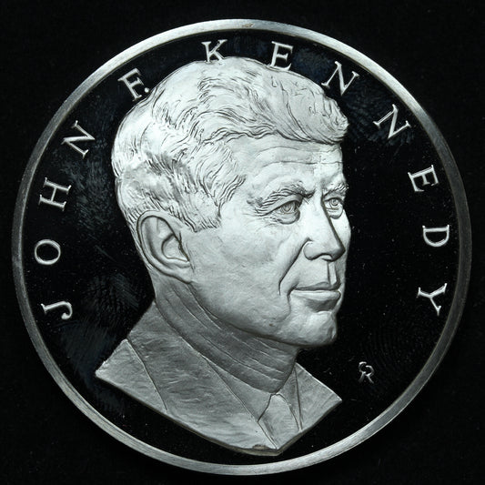 John F Kennedy Sterling Silver Proof Medal Franklin Mint 1000 Grains w/ Capsule