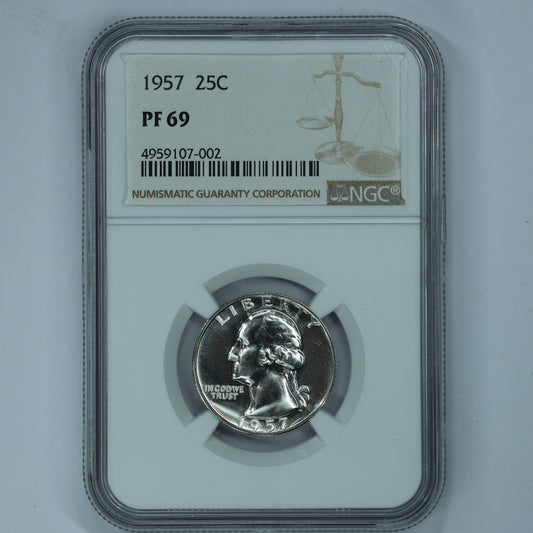 1957 P (Philadelphia) Washington Quarter 25c - NGC PF 69