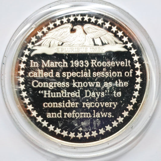 Franklin Mint STERLING SILVER Medals - History of American Presidency - Hundred Days