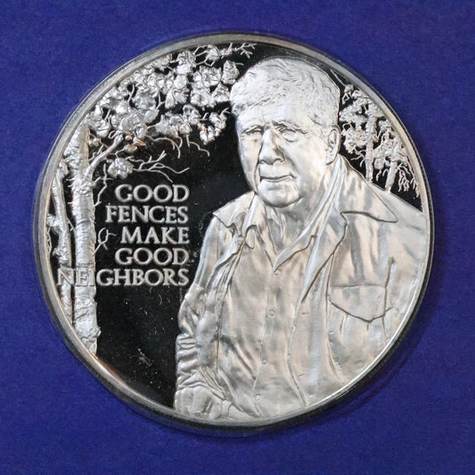 1974 Postmasters of America STERLING SILVER Art Round - No. 2 Robert Frost Good Fences