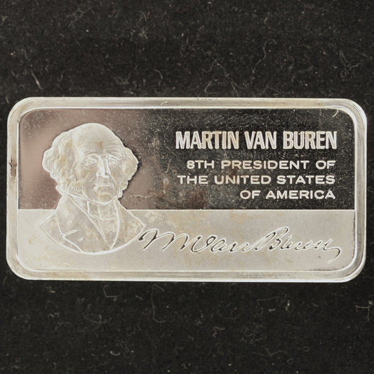 Franklin Mint Presidents Martin Van Buren 1000 Grain Sterling Silver Ingot