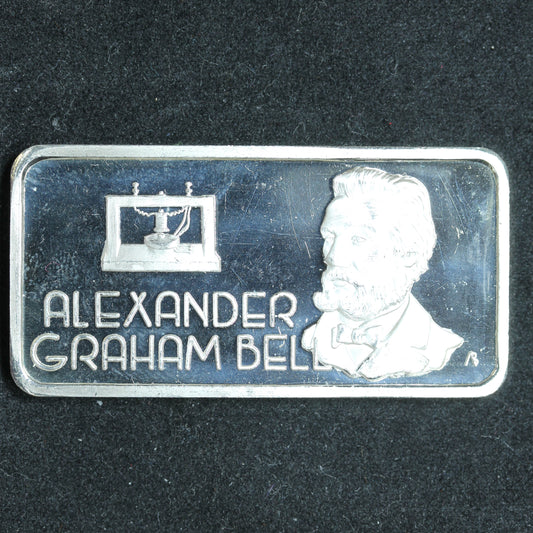 1 oz .999 Fine Silver Bar - Hamilton Mint Greatest Americans - Alexander Graham Bell