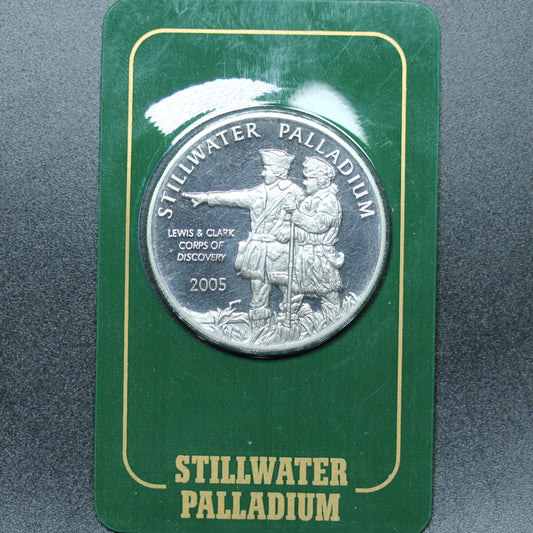 2005 1 oz Stillwater Palladium Buffalo Lewis & Clark Round by Johnson Matthey in Assay (#2)