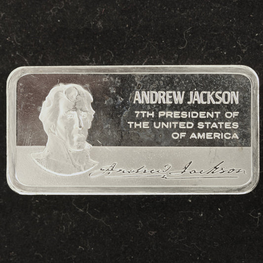 Franklin Mint Presidents Andrew Jackson 1000 Grain Sterling Silver Ingot
