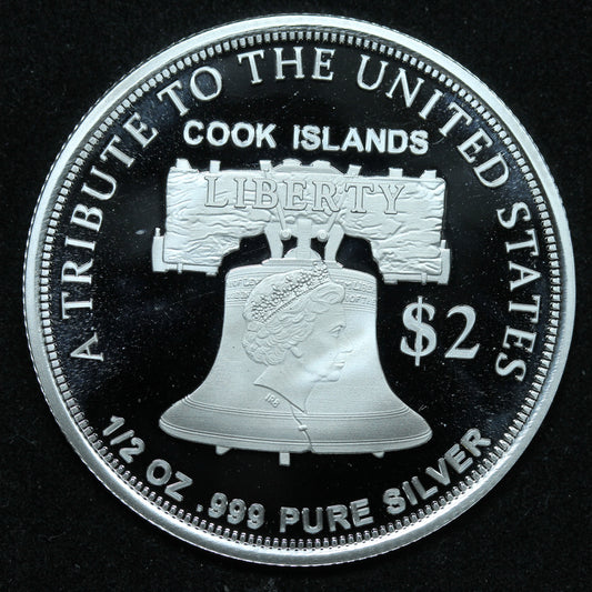 1/2 oz .999 Fine Silver 2020 Cook Islands $2 Double Eagle Coin w/ Capsule