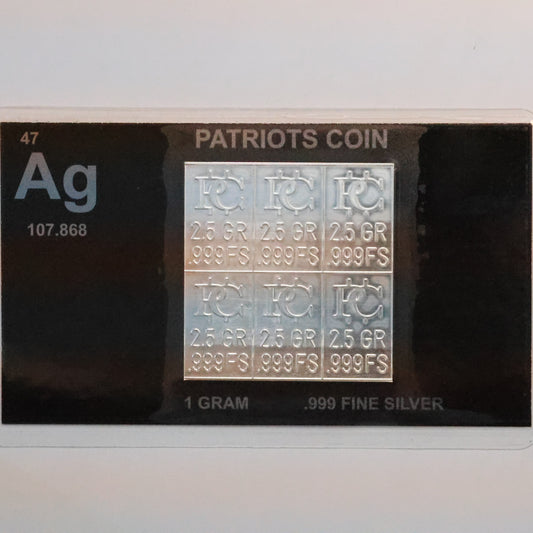 Patriots Coin Silver Bar 15-GRAIN .999 Fine Silver - Sealed/Laminated Card