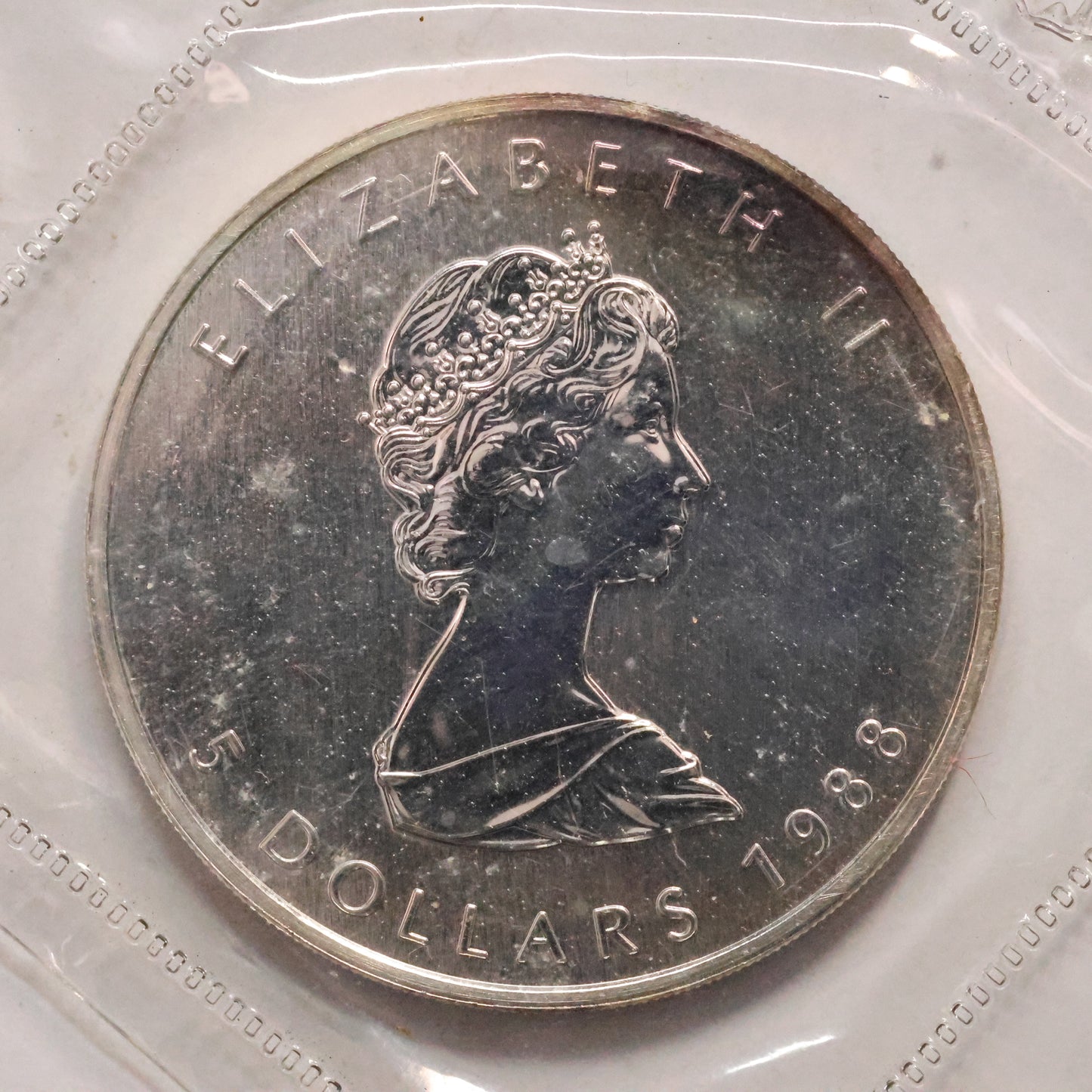 1988 Canadian Maple Leaf .9999 Fine Bullion Coin BU - In Plastic RCM Spots/Tarnish