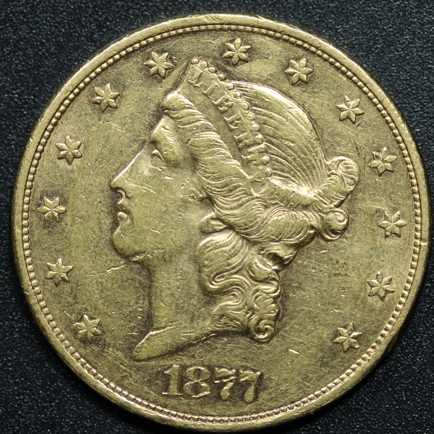 1877 S $20 Gold Liberty Head Double Eagle - San Francisco