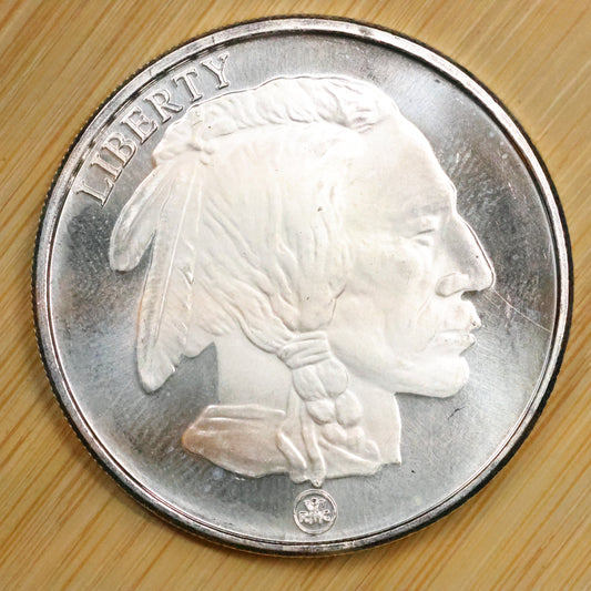 1 oz .999 Fine Silver Republic Metals Corp RMC Buffalo Round - Marks/Spots