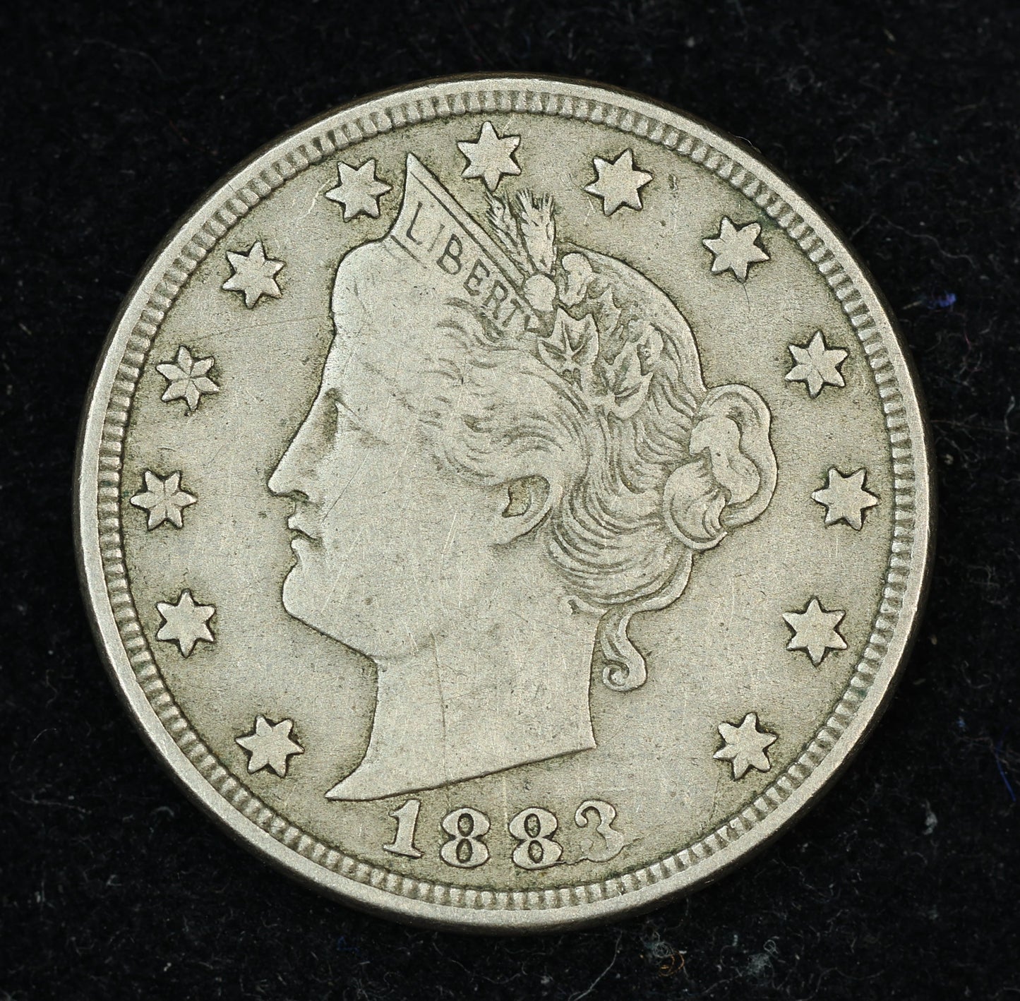 1883 V Nickel WITH CENTS Five Cent Coin 5c Liberty