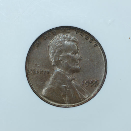 1955 Doubled Die Obverse 1C Lincoln Cent Wheat Penny - NGC AU 58 BN