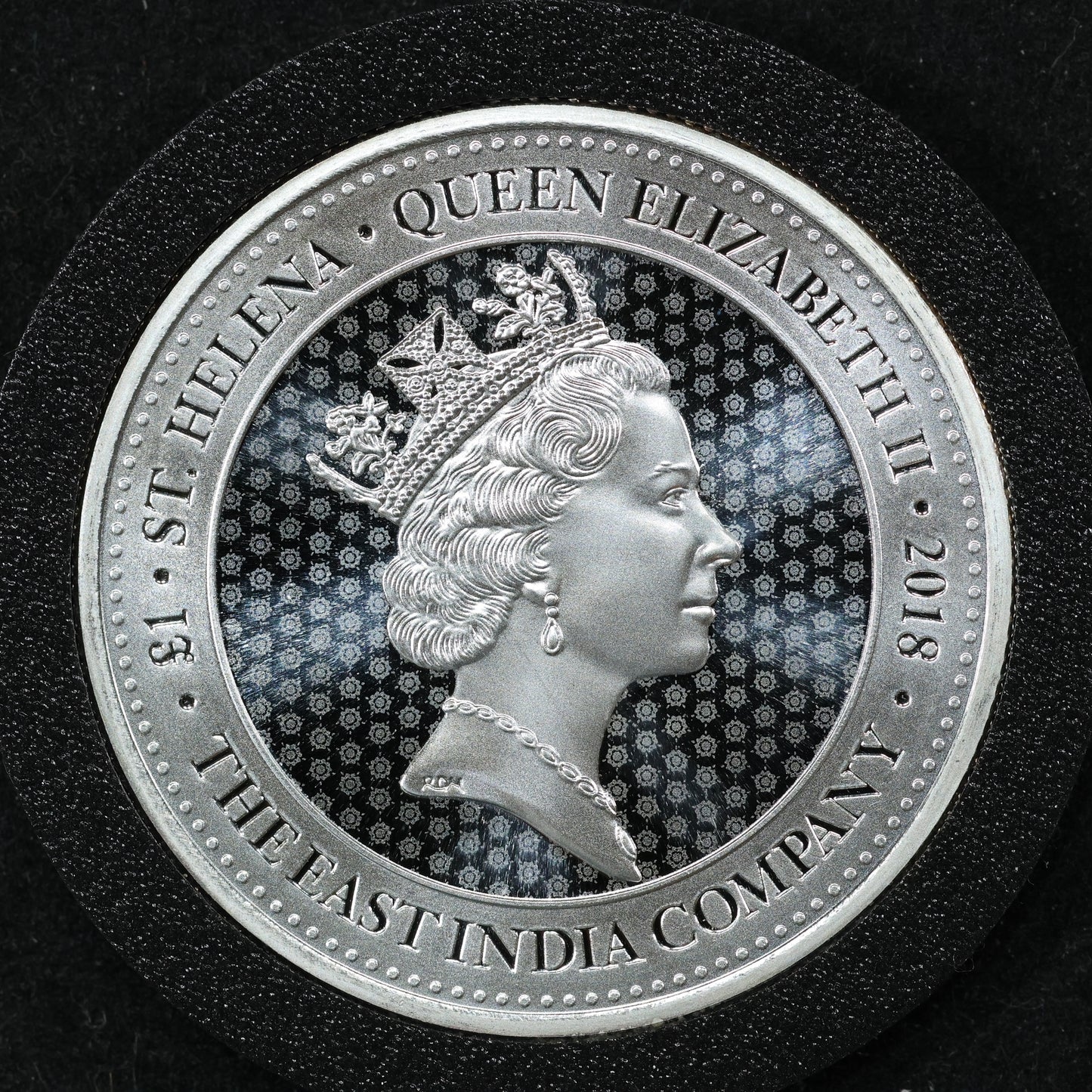 2018 Guinea St. Helena 1 oz .999 Fine Silver East India Company Coin w/ Capsule