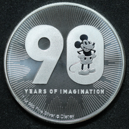 2018 Niue 1 oz Silver $2 Disney 90 Years of Imagination Coin w/ Capsule