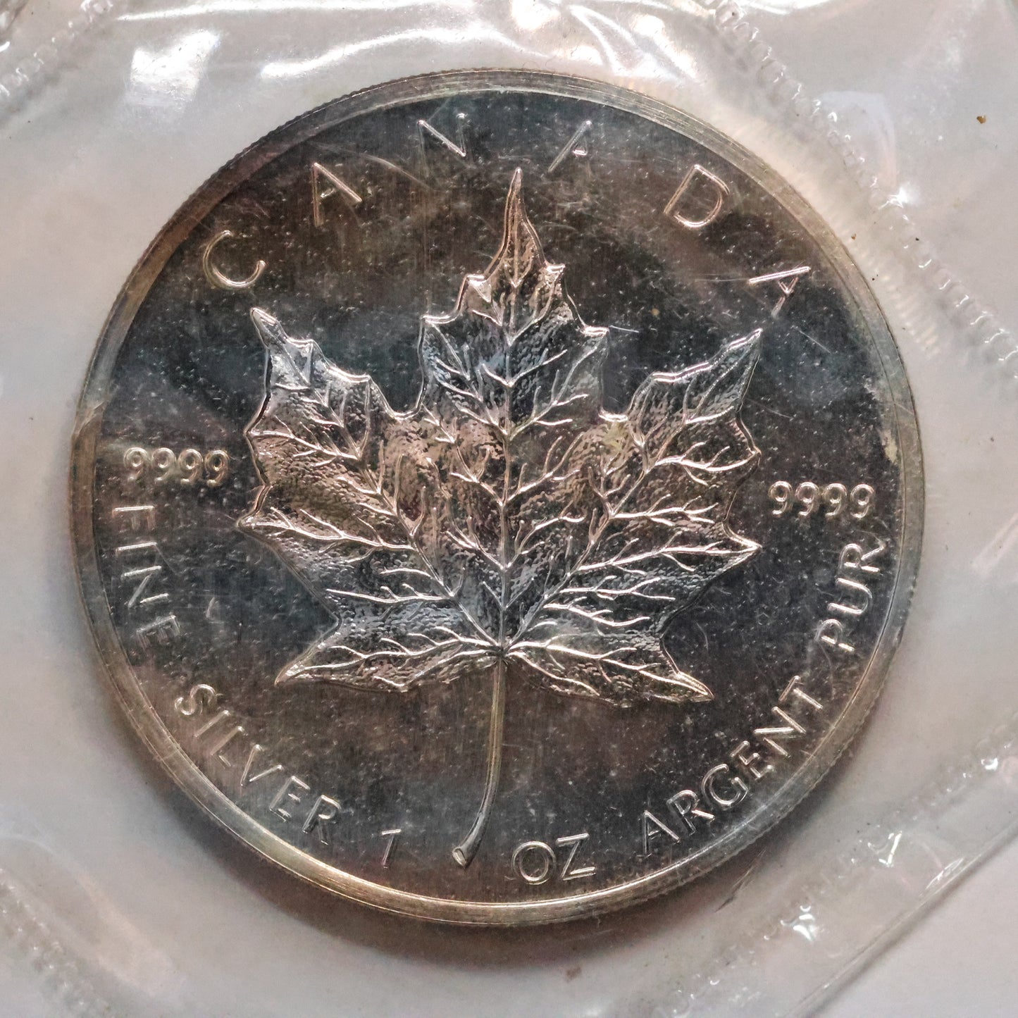 1988 Canadian Maple Leaf .9999 Fine Bullion Coin BU - In Plastic RCM Spots/Tarnish