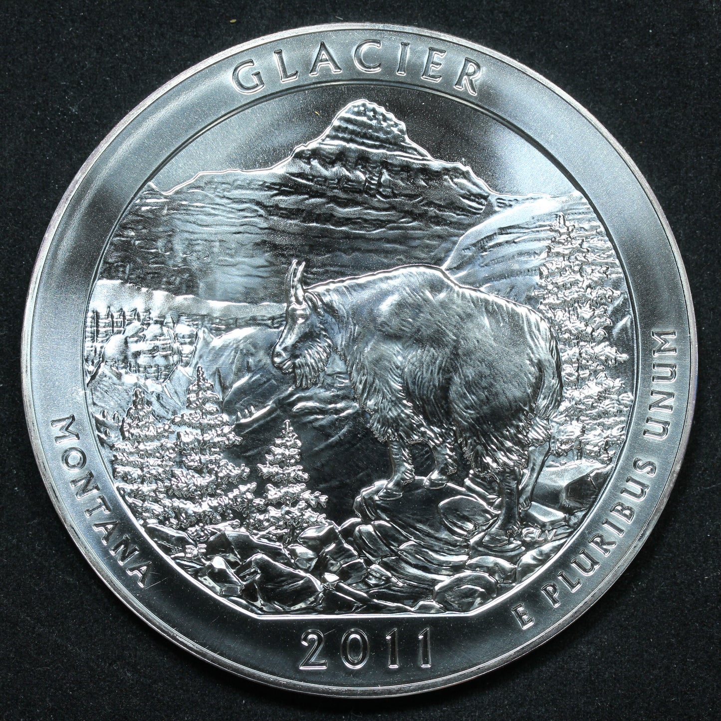 2011 America the Beautiful 5 oz Silver Quarter Glacier Montana /w Capsule