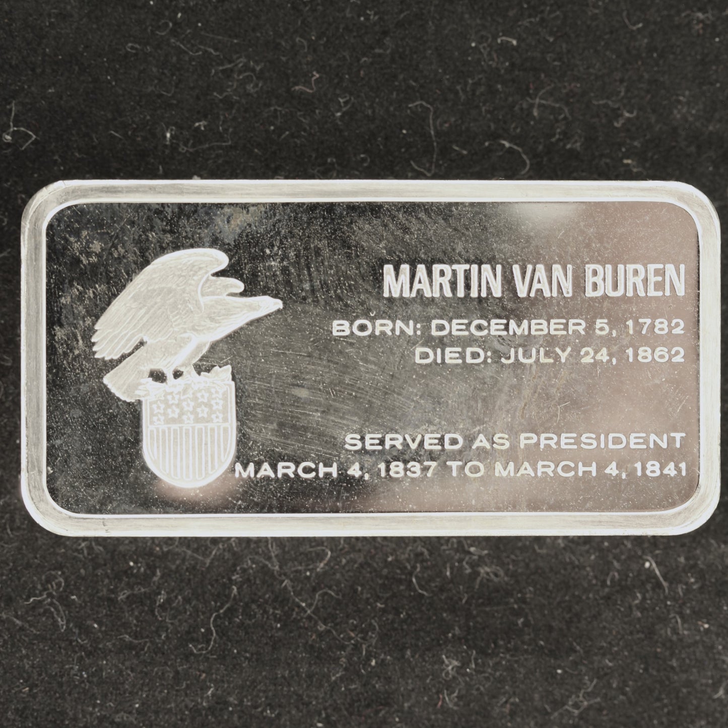 Franklin Mint Presidents Martin Van Buren 1000 Grain Sterling Silver Ingot