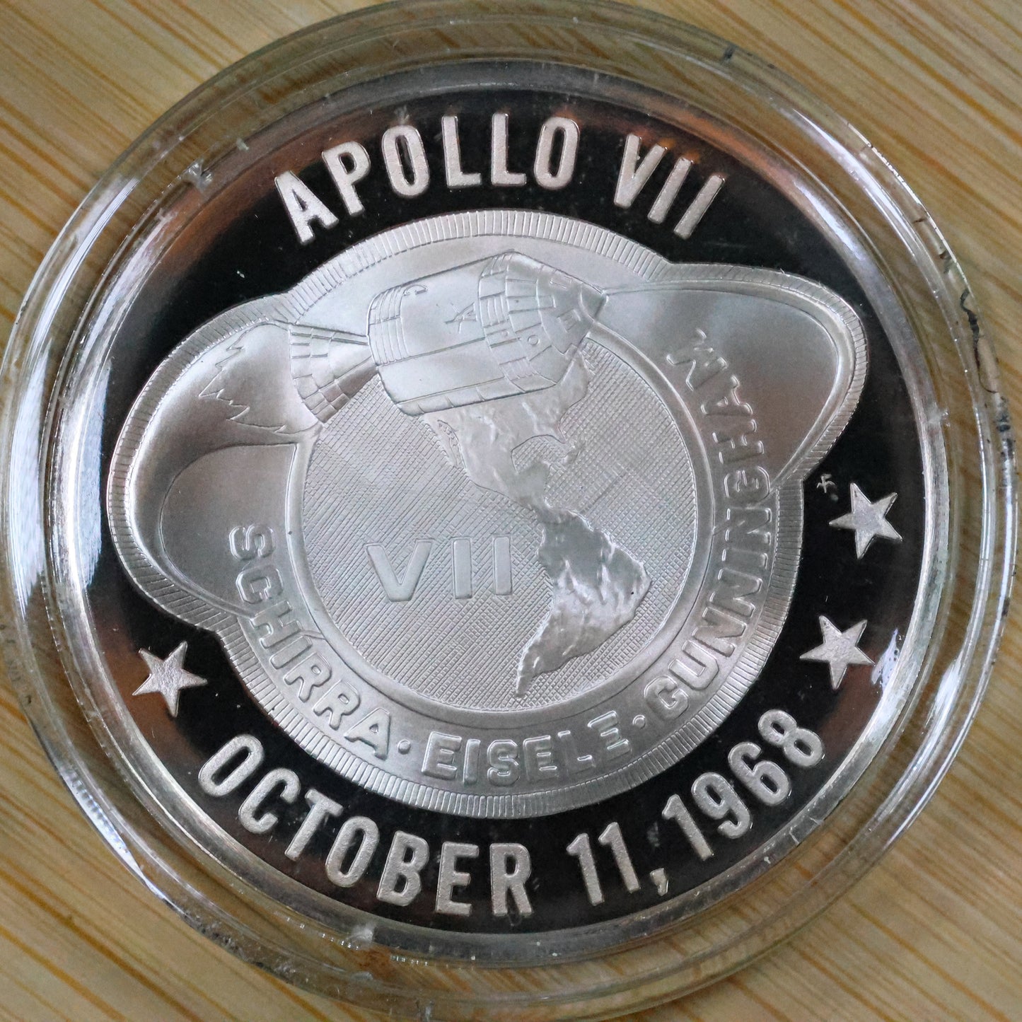 Franklin Mint American Space Flight Medal - Apollo VII Sterling Silver Proof w/ Capsule