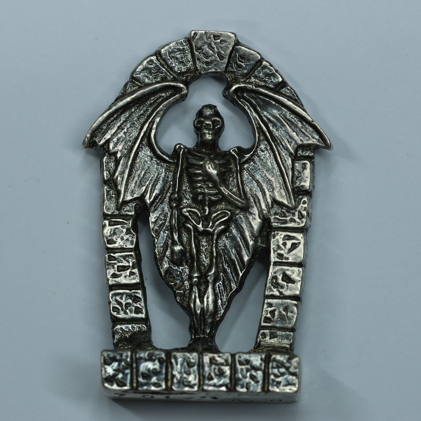 1.24 oz .999 Fine Silver 3D Skeleton Fallen Angel Archway Poured Silver - Rix Metal Worx