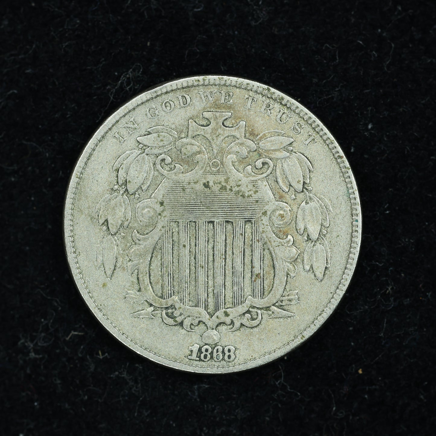 1868 Shield Nickel 5 Cents 5c Five Cents No Rays