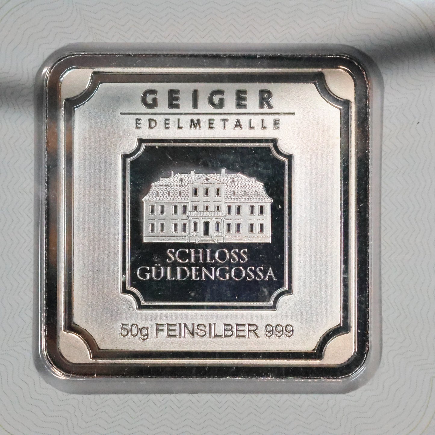 50 grams .999 Fine Silver Bar - Geiger Original Square Series