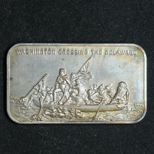 1 oz .999 Fine Silver Bar - 1973 United States Coinage Corp Washington Crossing the Delaware (#2)