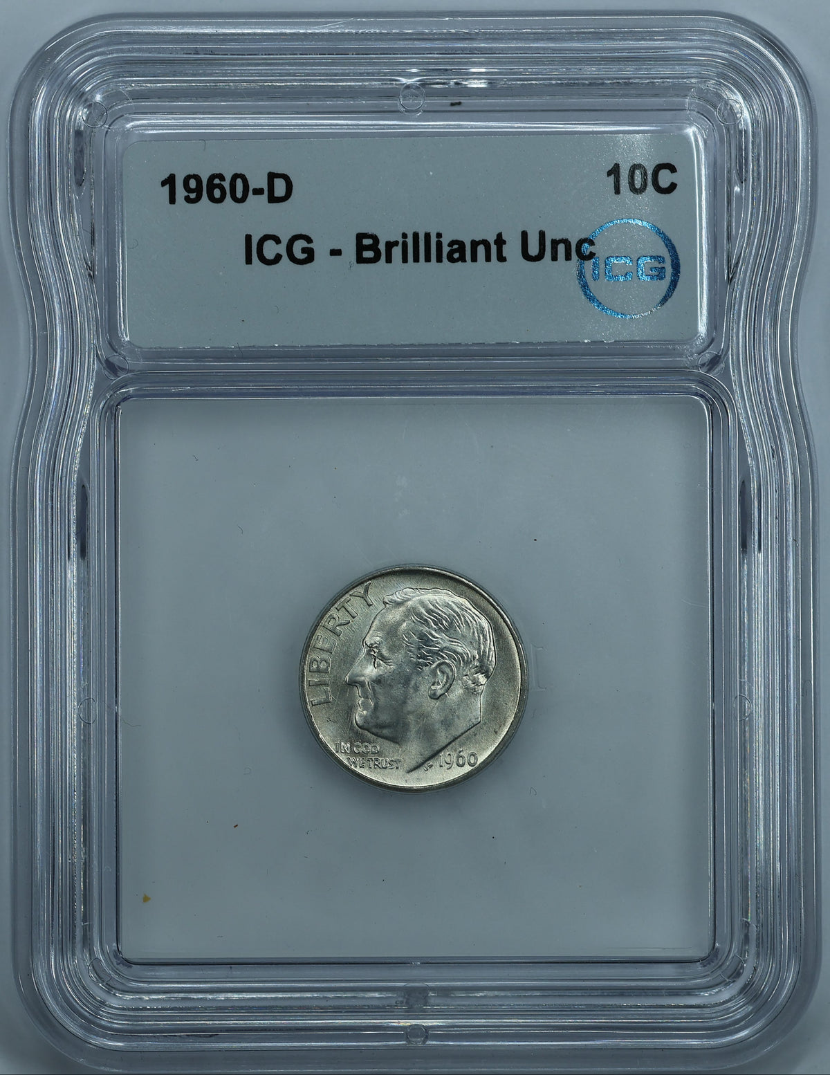 1960 D (Denver) Roosevelt Dime 10c - ICG Brilliant Uncirculated BU