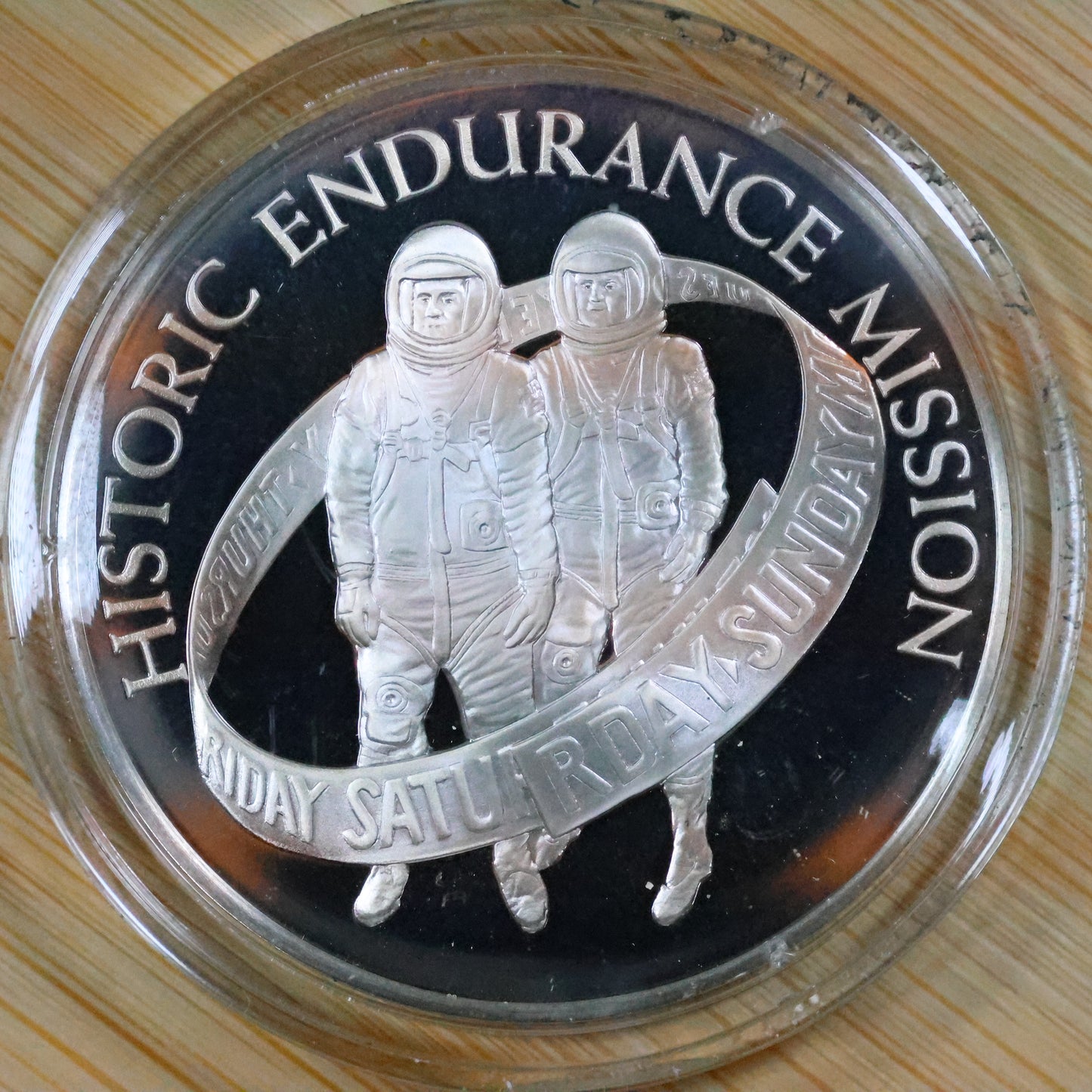 Franklin Mint American Space Flight Medal - Gemini 5 Sterling Silver Proof w/ Capsule