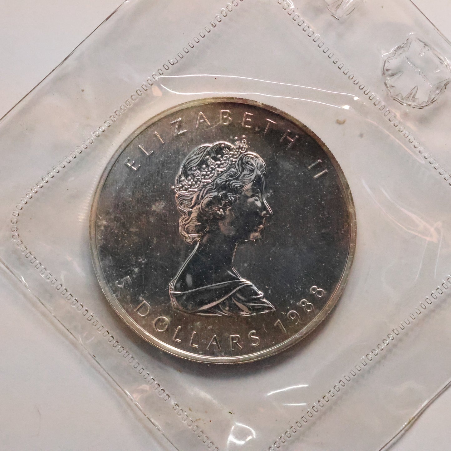 1988 Canadian Maple Leaf .9999 Fine Bullion Coin BU - In Plastic RCM Spots/Tarnish