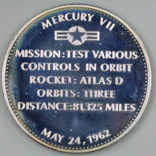 Danbury Mint Men In Space - Mercury VII 2nd U.S. Man In Orbit Sterling Silver Proof Coin Medal