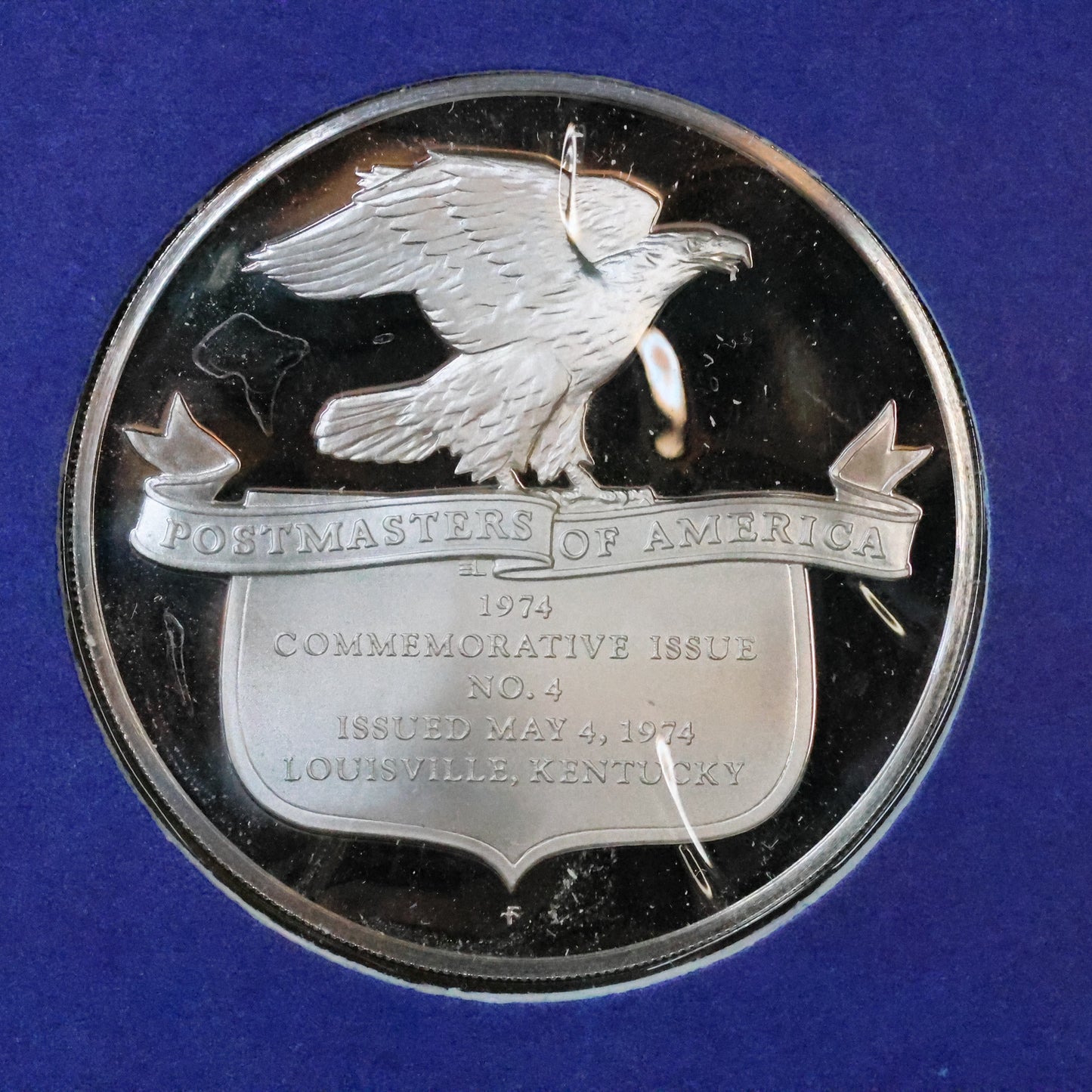 1974 Postmasters of America STERLING SILVER Art Round - No. 4 Horse Racing