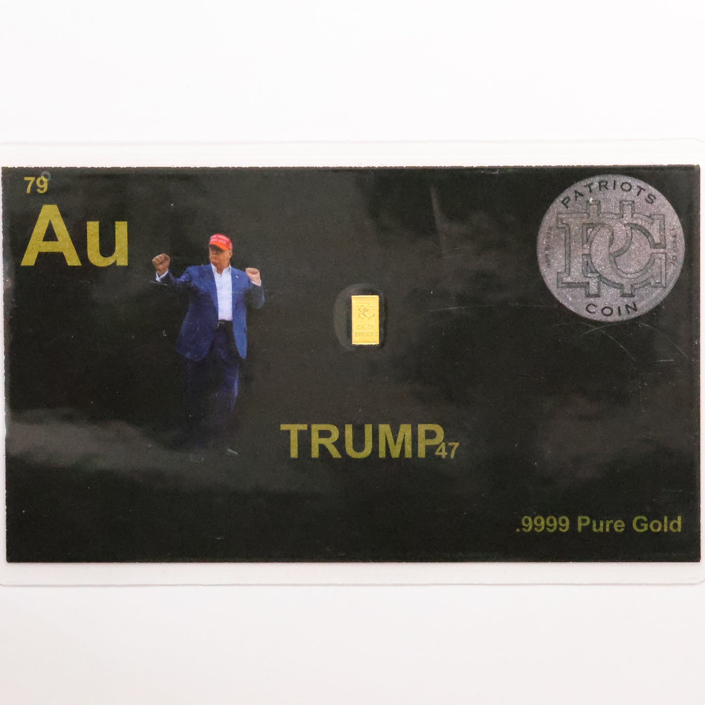 1/4 GRAIN .9999 Fine Gold Bar - Patriots Coin - "Trump" Sealed/Laminated Card