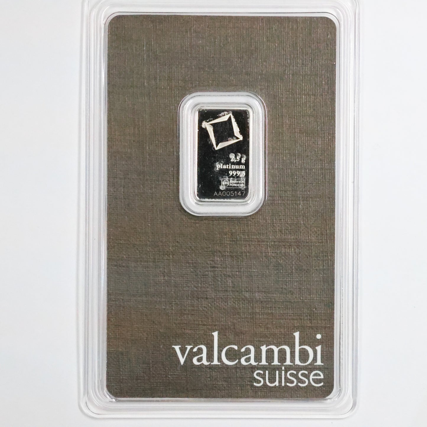 Valcambi Suisse 2.5 Gram Platinum Bar .9995 Sealed in Assay