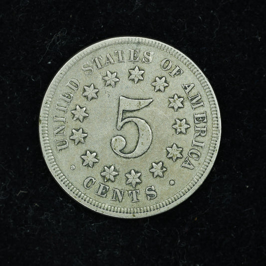 1868 Shield Nickel 5 Cents 5c Five Cents No Rays