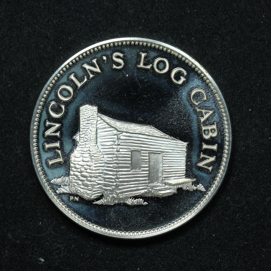 Franklin Mint Great American Landmarks Medal - Lincoln's Log Cabin Sterling Proof w/ Capsule