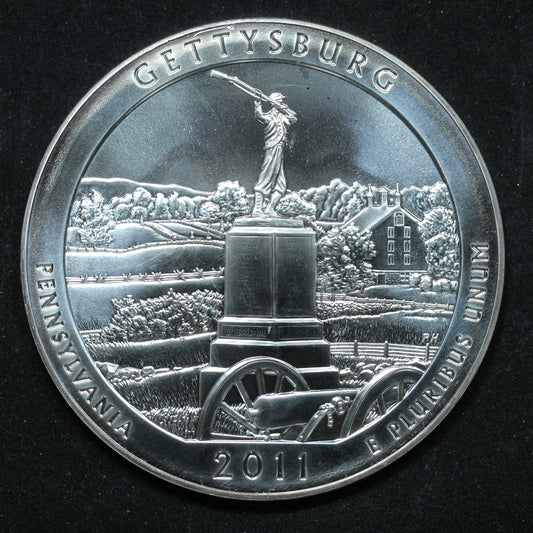 2011 America the Beautiful 5 oz Silver Quarter Gettysburg Pennsylvania /w Capsule (#2)