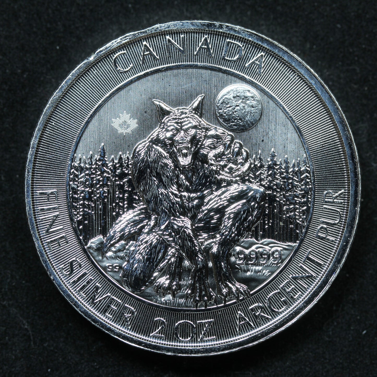 2 oz .9999 Fine Silver 2021 Canada $10 - Creatures of the North WEREWOLF