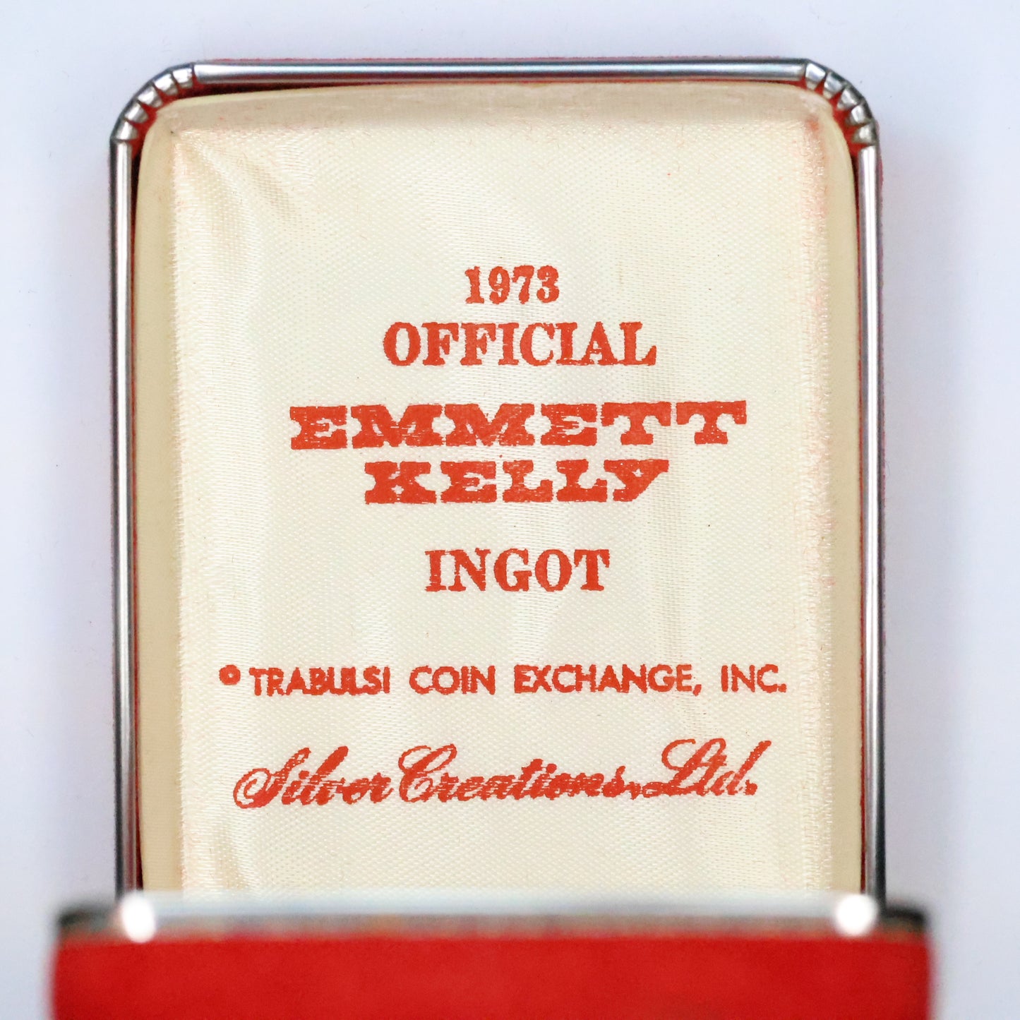 1973 Silver Creations Ltd - Emmett Kelly - 1 oz .999 Fine Silver Bar w/ Box & COA