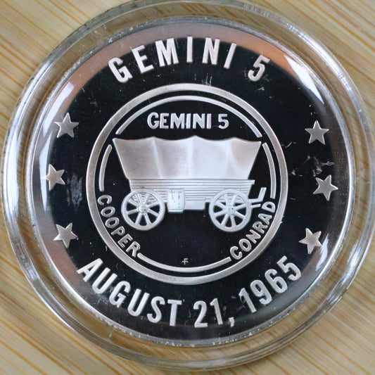 Franklin Mint American Space Flight Medal - Gemini 5 Sterling Silver Proof w/ Capsule