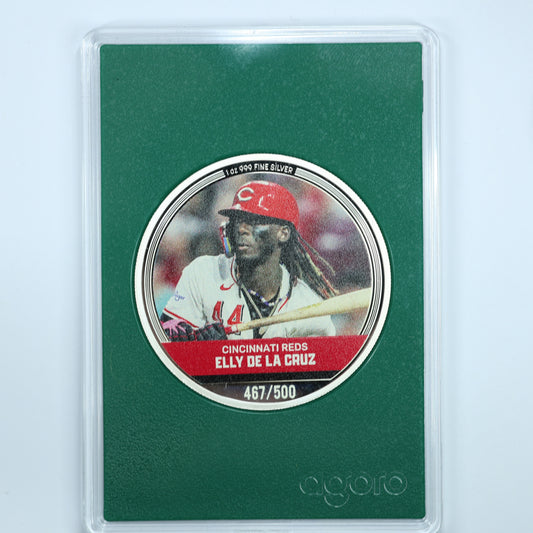 2024 Agoro Trading Coins MLB Elly De La Cruz 467/300 Emerald (Green) 1 oz Silver Coin