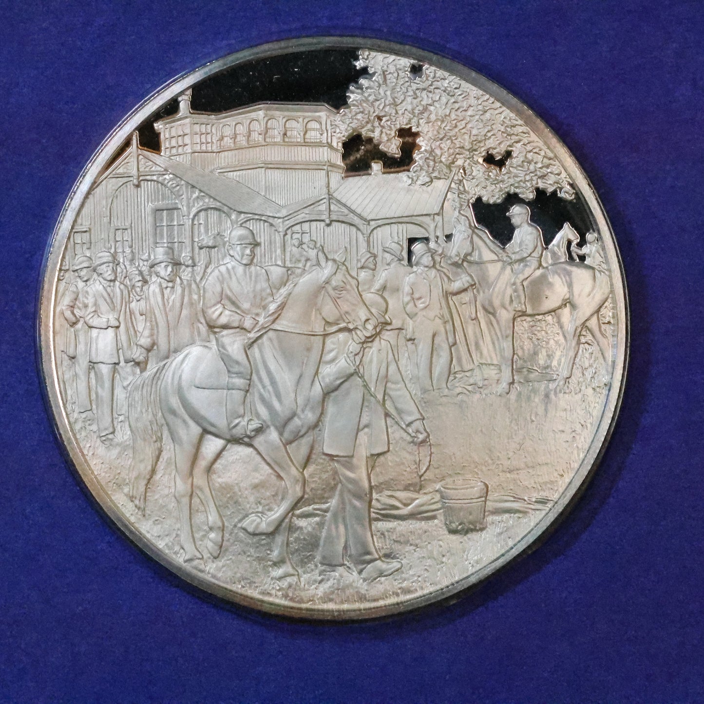 1974 Postmasters of America STERLING SILVER Art Round - No. 4 Horse Racing