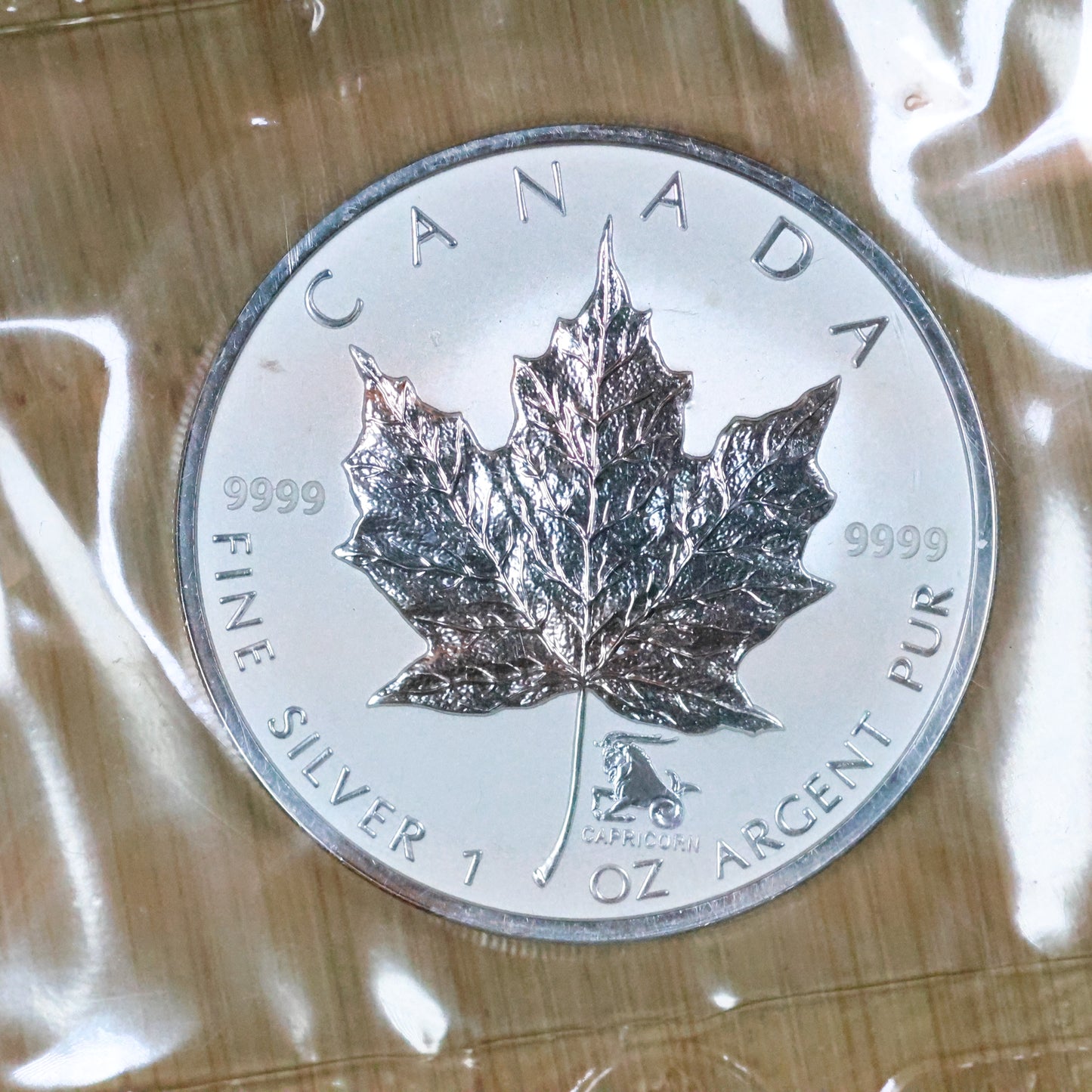 2004 1 oz Silver Canada $5 Maple Leaf Zodiac - Sealed - Capricorn Privy