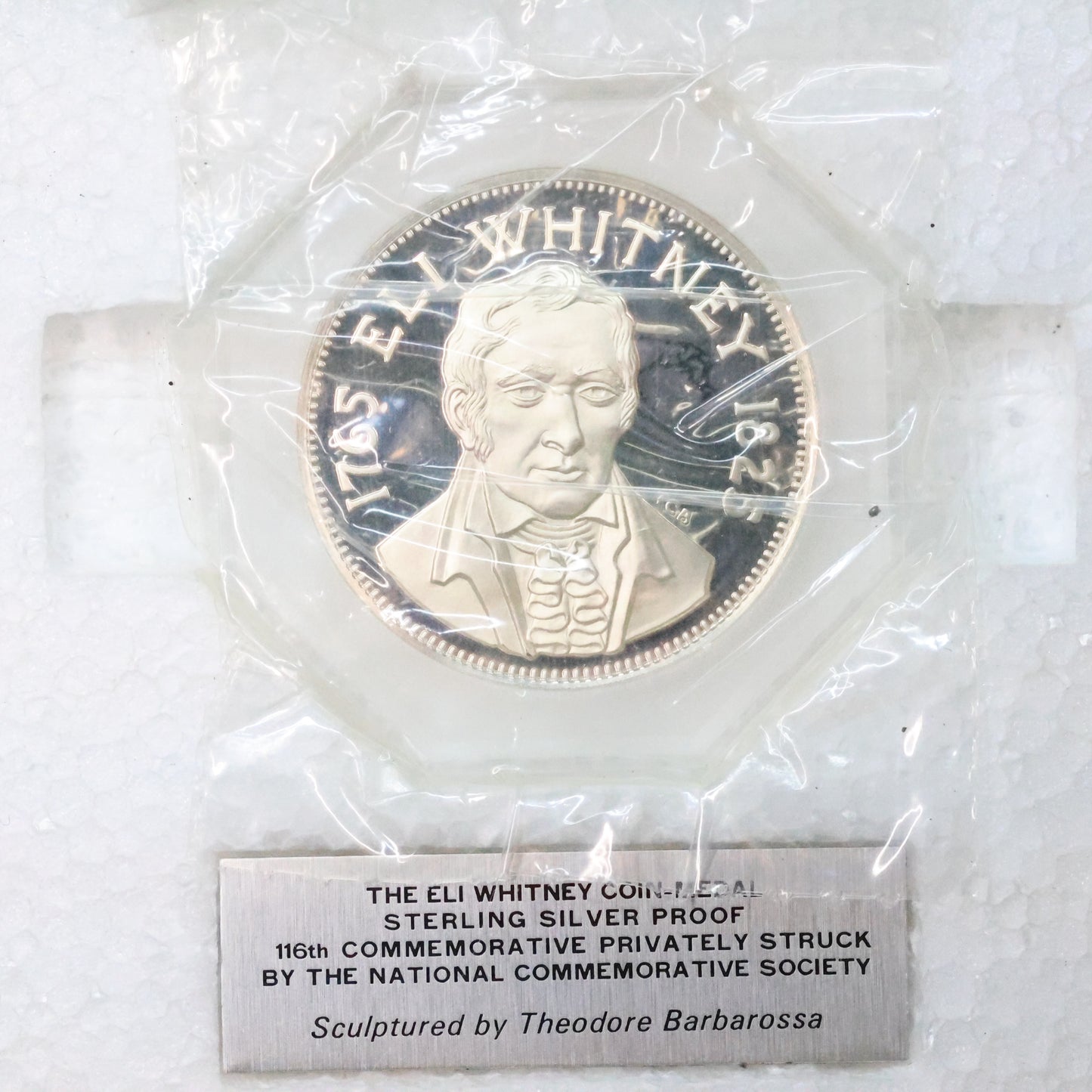 National Comm. Society - Eli Whitney Coin-Medal Sterling Silver Proof