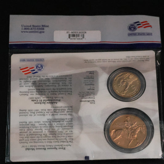 2008 US Mint Andrew Jackson Presidential $1 Coin & First Spouse Medal Set