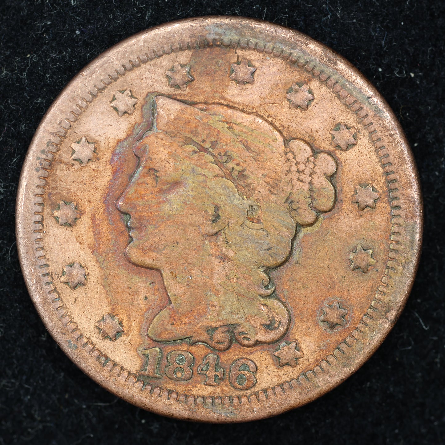 1846  Braided Hair US Large Cent 1C Penny