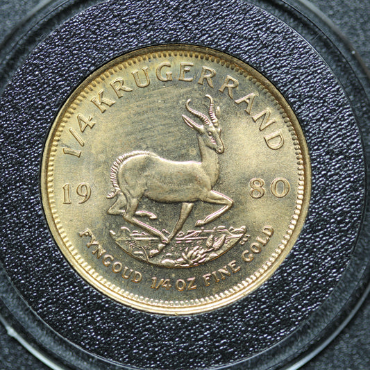 1980 1/4 oz South African Gold Krugerrand Bullion Coin w/ Capsule (#4)