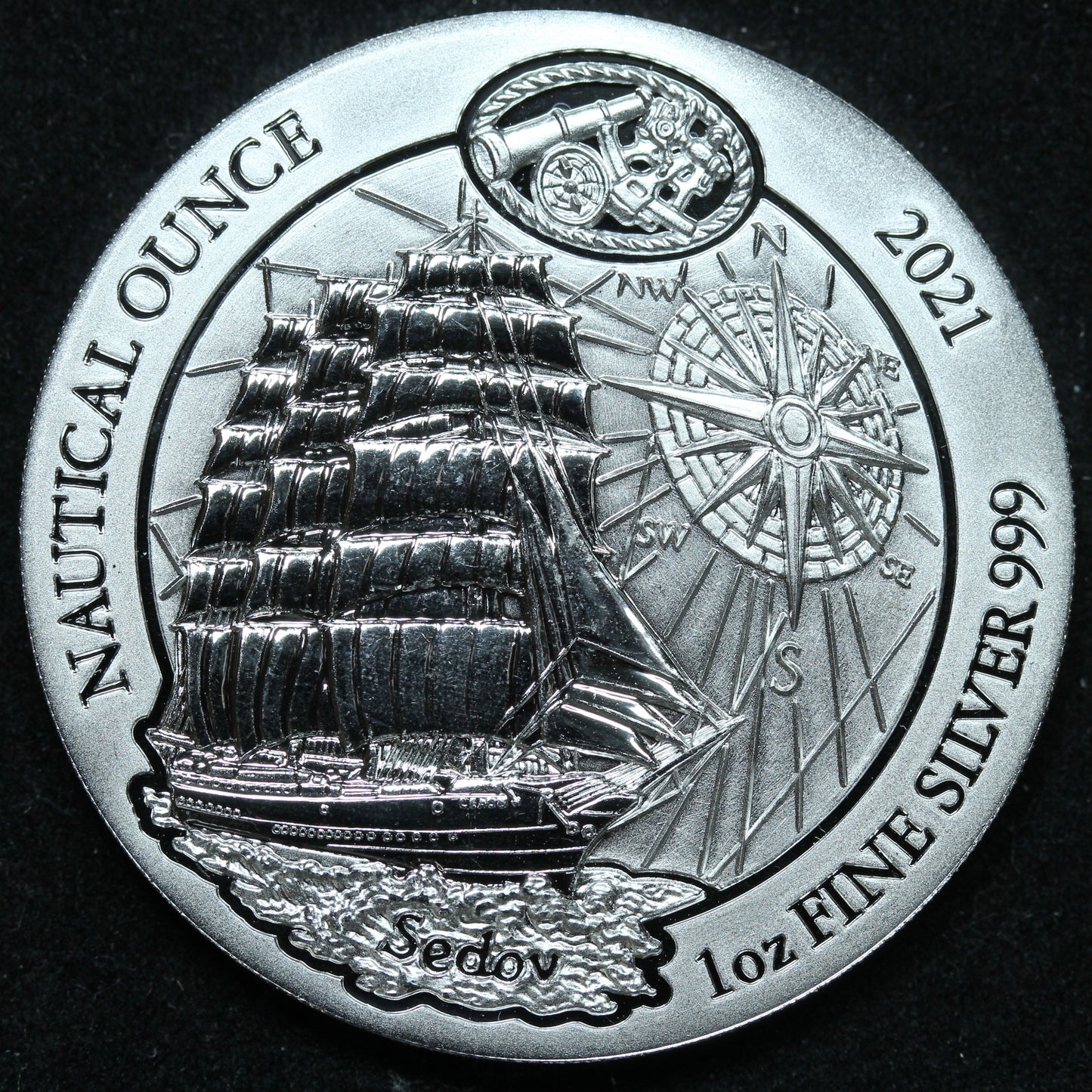 2021 Rwanda 1 oz .999 Fine Silver Nautical Ounce RWF Franc50 Coin w/ Capsule