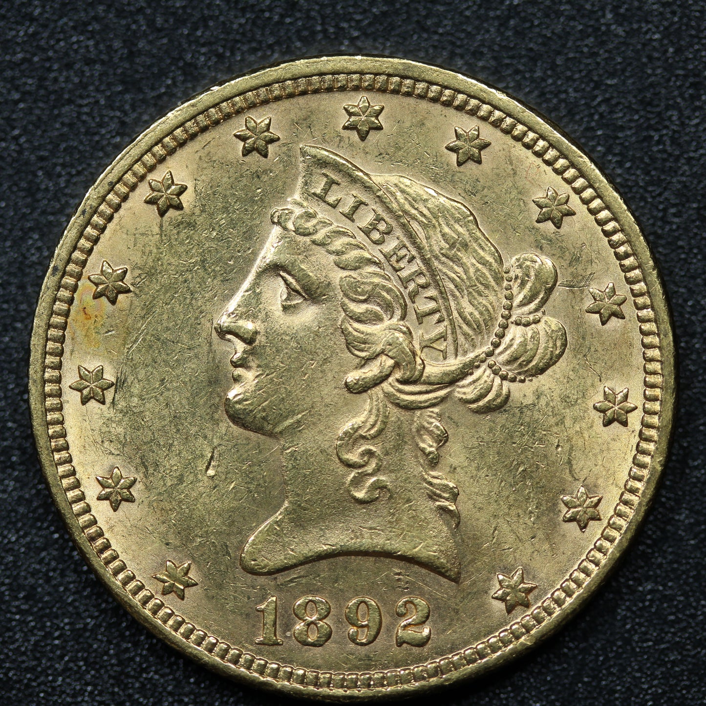 1892 $10 Liberty Head US Gold Eagle Coin