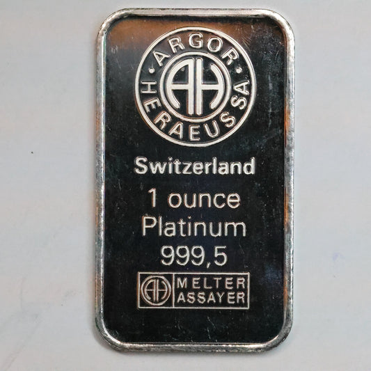 Argor Heraeus 1 oz Platinum Bar .9995 NOT in Assay